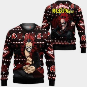 Eijirou Kirishima Ugly Christmas Sweater Pullover Hoodie Custom Anime Xmas Gifts