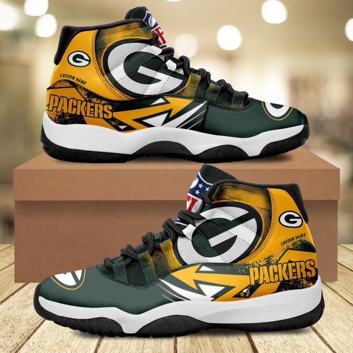 Green Bay Packers Big Logo NFL Personalized JD11 Sneaker Basketball Shoes