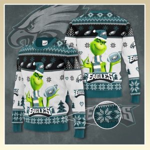 Grinch Philadelphia Eagles For Fans Ugly Christmas Sweater