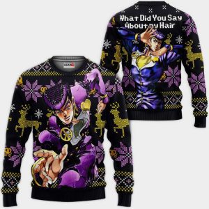 Josuke Higashikata Ugly Christmas Sweater Pullover Hoodie Custom Anime JJBA Xmas Gifts