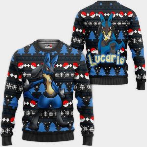 Lucario Ugly Christmas Sweater Pullover Hoodie Custom Anime Xmas Gifts