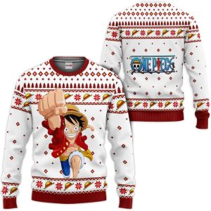 Luffy Custom Ugly Christmas Sweater Pullover Hoodie