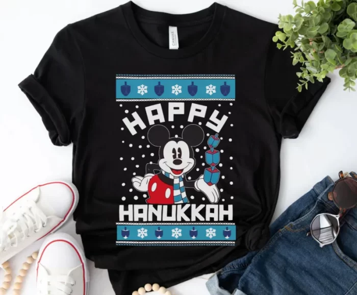 Mickey Mouse Spin Dreidel Happy Hanukkah Disney Holiday Shirt