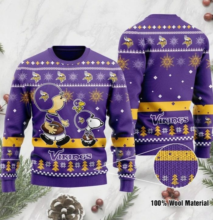 Minnesota Vikings Funny Charlie Brown Peanuts Snoopy Ugly Sweater