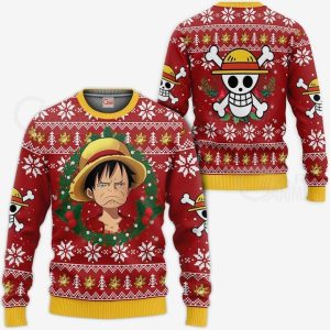 Monkey D. Luffy Ugly Christmas Sweater Pullover Hoodie Custom Xmas For One Piece Fans