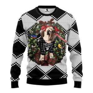 NFL Oakland Raiders Pug Dog Ugly Christmas Sweater