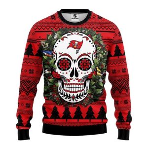 NFL Tampa Bay Buccaneers Skull Flower Ugly Christmas Sweater