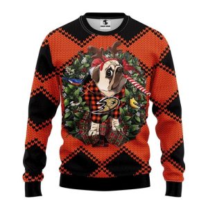 NHL Anaheim Ducks Pug Dog Ugly Christmas Sweater