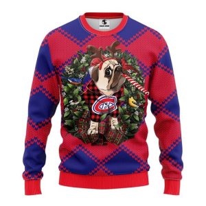 NHL Montreal Canadiens Pug Dog Ugly Christmas Sweater