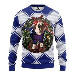 New York Giants Pug Dog Ugly Christmas Sweater