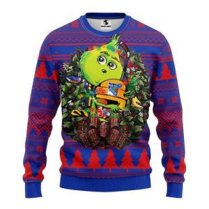New York Rangers Grinch Hug Ugly Christmas Sweater