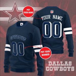 Personalized Custom Name And Number Dallas Cowboys Ugly Christmas Sweater