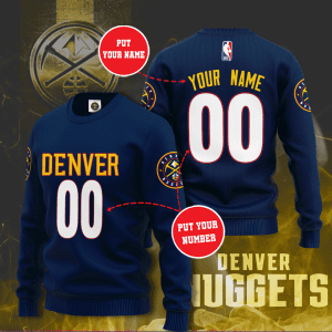 Personalized Custom Name And Number Denver Nuggets Ugly Christmas Sweater