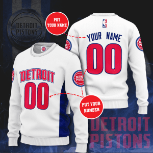 Personalized Custom Name And Number Detroit Pistons Ugly Christmas Sweater