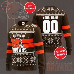 Personalized Custom Name And Number NFL Cleveland Browns Ugly Christmas Sweater