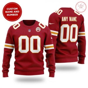 Personalized Custom Name And Number NFL Kansas City Chiefs Ugly Christmas Sweater