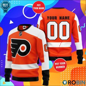 Personalized Custom Name And Number Philadelphia Flyers Sweater Ugly Christmas Sweater