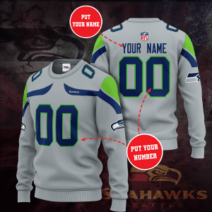Personalized Custom Name And Number Seattle Seahawks Sweater Ugly Christmas Sweater