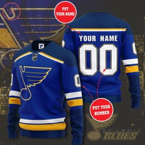 Personalized Custom Name And Number St. Louis Blues Ugly Christmas Sweater