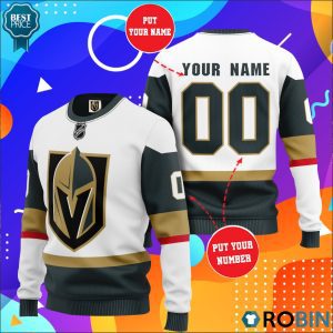 Personalized Custom Name And Number Vegas Golden Knights Sweater Ugly Christmas Sweater