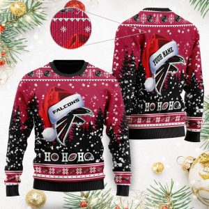 Personalized Custom Name Atlanta Falcons Santa Christmas Ugly Sweater