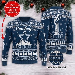 Personalized Custom Name Dallas Cowboys Ugly Christmas Sweater