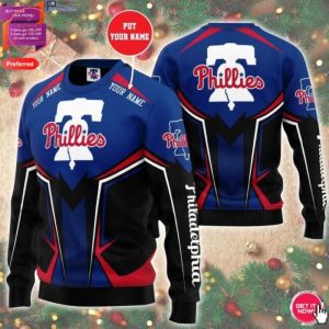 Personalized Custom Name MLB Philadelphia Phillies Ugly Christmas Sweater