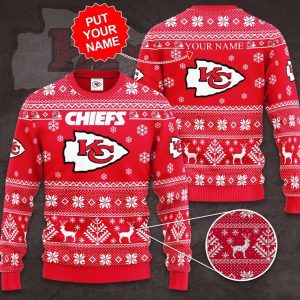 Personalized Kansas City Chiefs Christams Custom Name Ugly Sweater