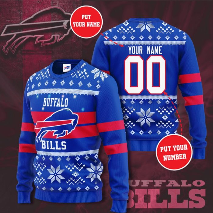 Personalized NFL Buffalo Bills Custom Name And Number Christmas Sweater