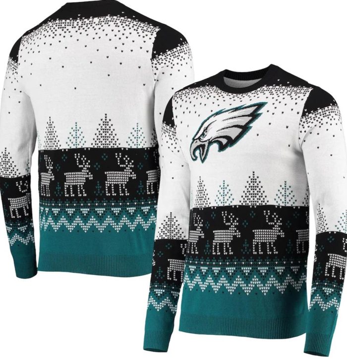 Philadelphia Eagles White Big Logo Knit Ugly Pullover Sweater