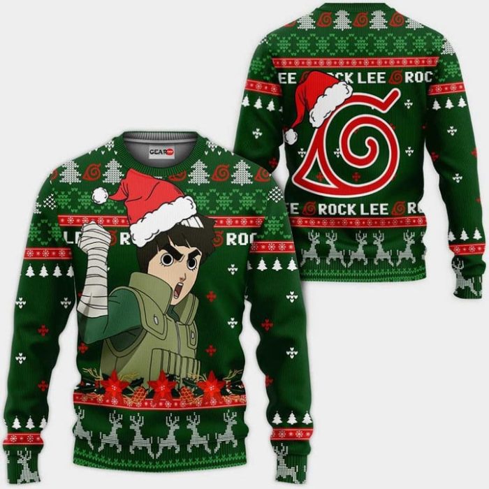 Rock Lee Ugly Christmas Sweater Pullover Hoodie Custom Anime Xmas Gifts