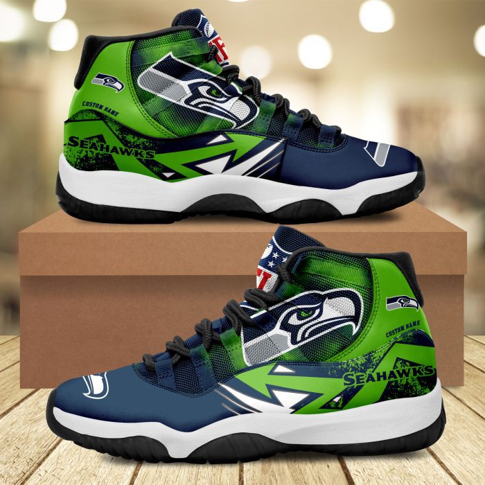 Seattle Seahawks Big Logo NFL Personalized JD11 Sneaker Basketball Shoes