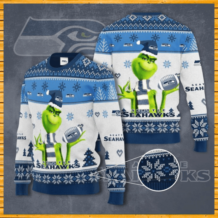 Seattle Seahawks Grinch Ugly Christmas Sweater