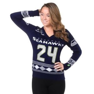 Seattle Seahawks Lynch #24 Player Ugly Christmas Sweater