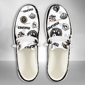 AFL Collingwood Magpies Hey Dude Shoes Wally Lace Up Loafers Moccasin Slippers HDS2629