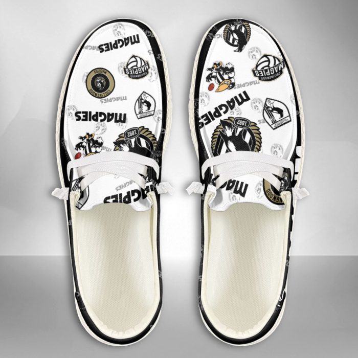 AFL Collingwood Magpies Hey Dude Shoes Wally Lace Up Loafers Moccasin Slippers HDS2629