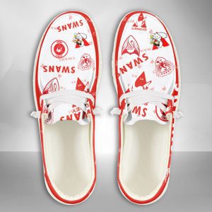 AFL Sydney Swans Hey Dude Shoes Wally Lace Up Loafers Moccasin Slippers HDS2617