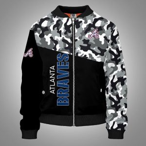 Atlanta Braves Camouflage Black Bomber Jacket TBJ4340