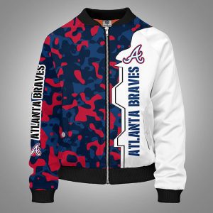 Atlanta Braves Camouflage Red Blue Bomber Jacket TBJ4341