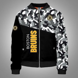 Boston Bruins Camouflage Black Bomber Jacket TBJ4987