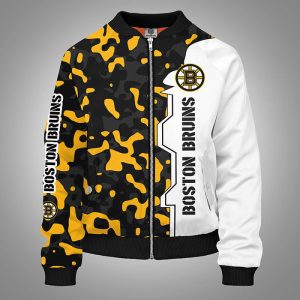 Boston Bruins Camouflage Yellow Bomber Jacket TBJ4988