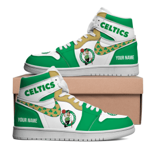 Boston Celtics Personalized NBA AJ1 Nike Sneakers High Top