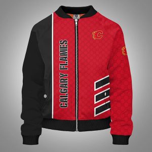 Calgary Flames Red Bomber Jacket Gucci Luxury Jacket TBJ5007