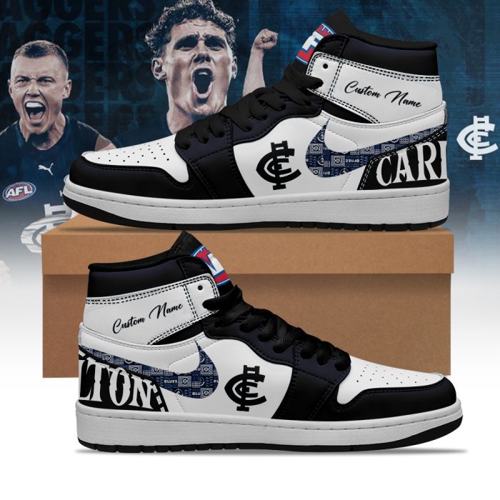 Carlton Blues AFL Personalized AJ1 Nike Sneakers High Top Shoes