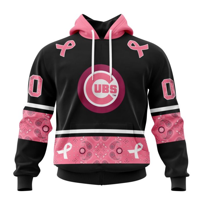 Chicago Cubs Specialized Design In Classic Style With Paisley! In October We Wear Pink Breast Cancer Unisex Pullover Hoodie