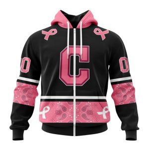 Cleveland Guardians Specialized Design In Classic Style With Paisley! In October We Wear Pink Breast Cancer Unisex Zip Hoodie