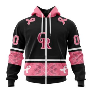 Colorado Rockies Specialized Design In Classic Style With Paisley! In October We Wear Pink Breast Cancer Unisex Zip Hoodie