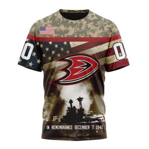 Custom NHL Anaheim Ducks Specialized Unisex Kits Remember Pearl Harbor Unisex Tshirt TS3716