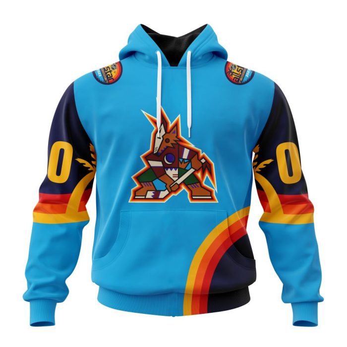 Custom NHL Arizona Coyotes Special All-Star Game Atlantic Ocean Unisex Pullover Hoodie