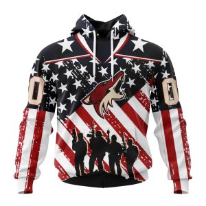 Custom NHL Arizona Coyotes Specialized Kits For Honor US's Military Unisex Pullover Hoodie